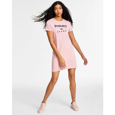 Tommy Hilfiger dámské šaty Logo T-Shirt růžové