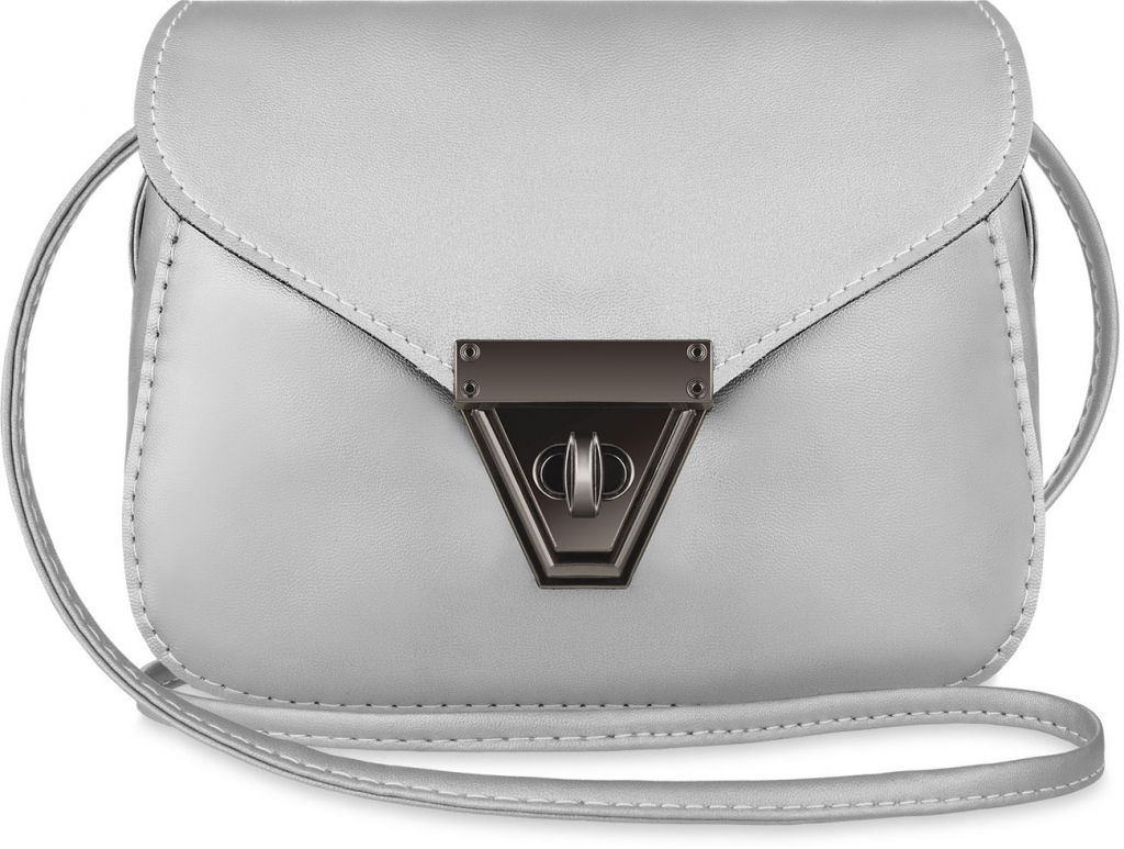 roztomilá malá kabelka dámská s klopou stříbrná