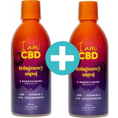 I am CBD Kolagenový nápoj s CBD, vitamínem C a kyselinou hyaluronovou s maracujovou příchutí 500 ml 1+1 – Zboží Mobilmania