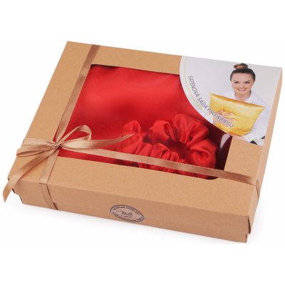 Prima-obchod Sada na spaní, saténový povlak na polštář a gumička, barva 12 červená – Zboží Mobilmania