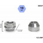 Kolová matice 1/2 UNF kužel otevřená, klíč 19, černá, D63CF, výška 15 mm