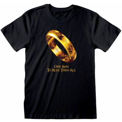 CurePink pánské tričko Lord Of The Rings pán prstenů One Ring To Rule Them All černá – Sleviste.cz