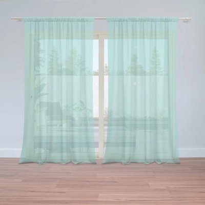 Záclony Bílé čárky na tyrkysové: 2 ks - 150x250 cm - Sablio – Hledejceny.cz