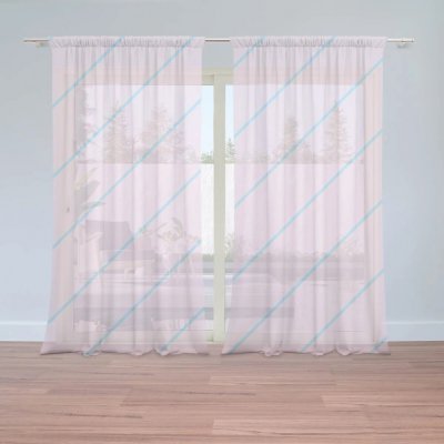Sablio Záclony Modré pruhy na růžové: 2ks 150x250cm – Hledejceny.cz
