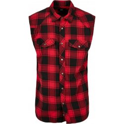 Brandit pánská košile bez rukávu checkshirt sleeveless červená černá