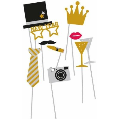 Rekvizity do fotokoutku Golden Wishes - Happy New Year 10 ks – Zboží Dáma
