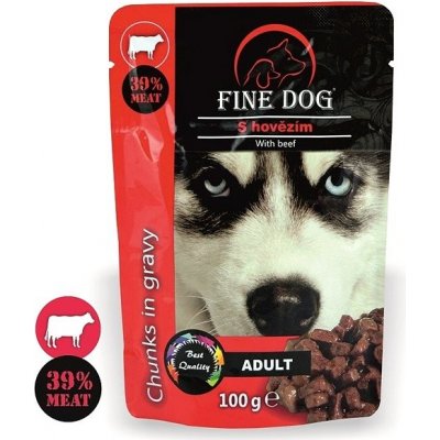 Fine Dog Adult Hovězí v omáčce 22 x 100 g – Zbozi.Blesk.cz