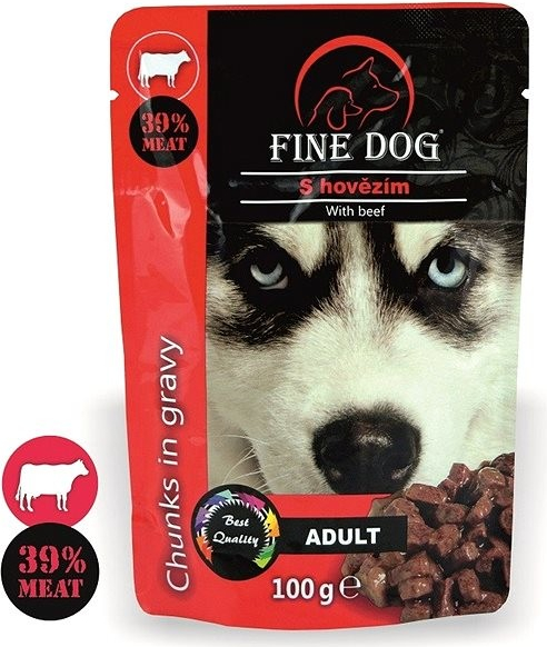 Fine Dog Adult Hovězí v omáčce 22 x 100 g