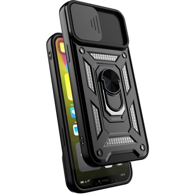Beweare Armor kryt s kroužkovým stojánkem a krytkou na čočku na Samsung Galaxy A33 5G - černý