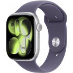 Apple Watch Series 11 (46mm) Stříbrný hliník s mlžně fialovým sportovním řemínkem S/M MEV94MP/A – Zboží Živě