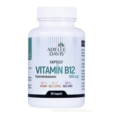Adelle Davis Vitamín B12 kyanokobalamin 500 μg kapslí 60 ks – Hledejceny.cz