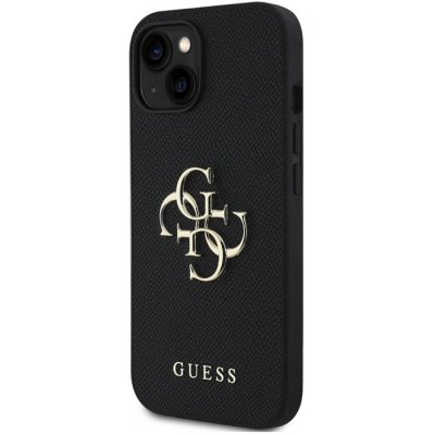 Guess PU 4G Metal Logo Zadní Kryt pro iPhone 14 Černá – Zboží Mobilmania