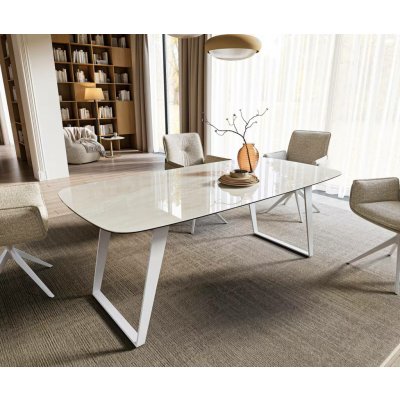 DELIFE Edge oválný 200 x 100 cm keramika onyx champagne kov šikmý bílý – Sleviste.cz
