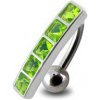 Piercing Šperky4U stříbrný piercing do pupíku světle zelené zirkony BP01162-G