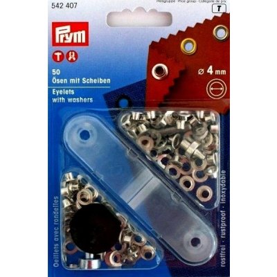 Průchodky PRYM kovové 4mm nikl s podložkou – Sleviste.cz