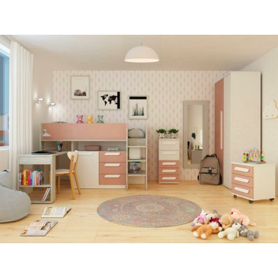 TRS SPAIN Aldo Dětský pokoj s multifunkční postelí Mety wave růžová – Zboží Dáma