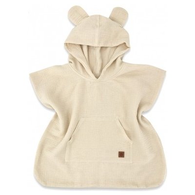 Baby Nellys Dětské mušelínové pončo lux s kapucí Teddy rychleschnoucí béžové – Zboží Dáma
