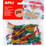 APLI Kolíčky dřevěné na prádlo barevné malé 45 ks – Zboží Dáma