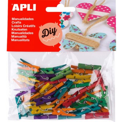 APLI Kolíčky dřevěné na prádlo barevné malé 45 ks – Zboží Dáma