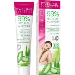 Jemný krém pro depilaci citlivé pokožky nohou, paží a bikin - Eveline Natural Aloe Vera Depilatory Cream