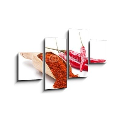 Obraz 4D čtyřdílný - 100 x 60 cm - milled red chili pepper isolated on white mleté ??červené chilli papričky izolovaných na bílém – Zbozi.Blesk.cz
