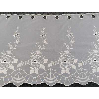Záclona na vitrážku - voálová s výšivkou květy 60 cm – Hledejceny.cz
