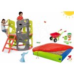 Smoby Set preliezačka Multi-Activity Tower na šplhanie so šmykľavkou+pieskovisko s krycou plachtou a fúrikom SM840201-13 – Zboží Dáma