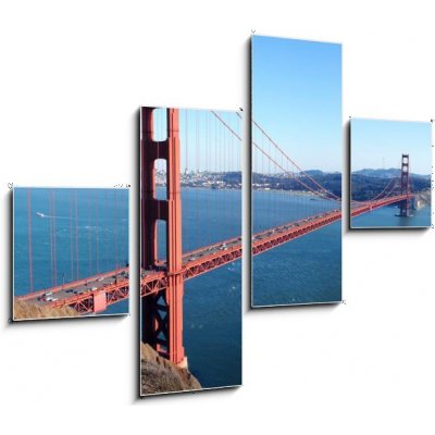 Obraz čtyřdílný 4D - 120 x 90 cm - San Francisco - Golden Gate Bridge san francisco golden gate bridge karetní hra bridge karetní hra – Zboží Mobilmania