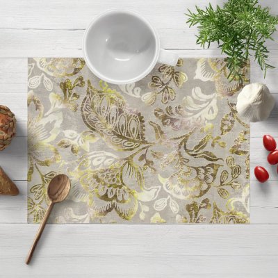 Biante Sametové prostírání Tamara TMR-055 Abstraktní zelené květy na zelenošedém 30x40 cm – Sleviste.cz