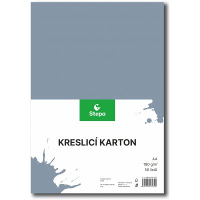 Karton barevný kreslicí A4 210 x 297 mm 50 listů/180g šedý – Zboží Dáma