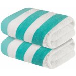 Livarno home ručník 50 x 100 cm 2 ks pruhy tyrkysová bílá – Zboží Mobilmania
