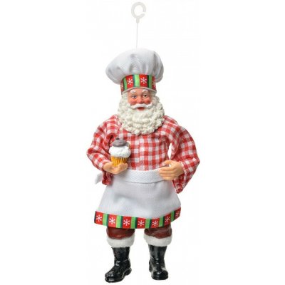 Clayre & Eef Závěsná vánoční dekorace Santa Claus pekař držící cupcake - 10*6*17 cm – Hledejceny.cz