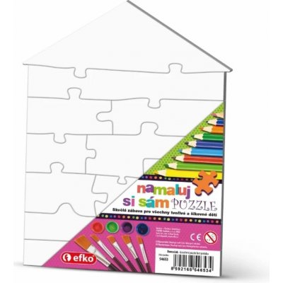 Efko-karton Puzzle k dotvoření Namaluj si sám, 11 dílků - Domeček – Zboží Mobilmania