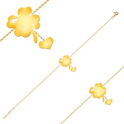 Šperky eshop ve žlutém zlatě symbol štěstí se srdiečkovitým výřezem srdce na řetízku S2GG15.50