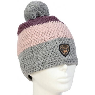 Giants Fishing Zimní Čepice Dámská Tříbarevná s Bambulkou – Zboží Mobilmania