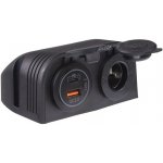 Dvojitá zásuvka s panelem 1x CL + 2x nabíječka USB voděodolná (34526.2) | Zboží Auto