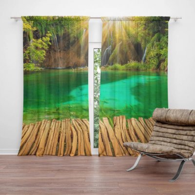 Sablio Závěs Jezírko s vodopádem: 2ks 140x250cm – Hledejceny.cz