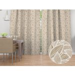 Biante Dekorační závěs Leona LN-168 Bílé listy na světle hnědém 130x200 cm – Hledejceny.cz