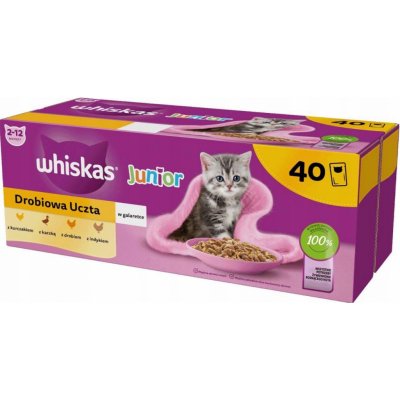 Whiskas Junior Drůbeží hody s kuřecím kachním drůbežím a krůtím v želé 40 x 85 g – Zbozi.Blesk.cz