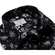 Marvelis Comfort Fit designová košile s květinovým vzorem černá