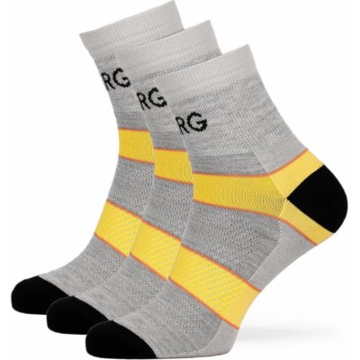 Warg pánské ponožky Trail MID Wool 3-pack šedá/žlutá