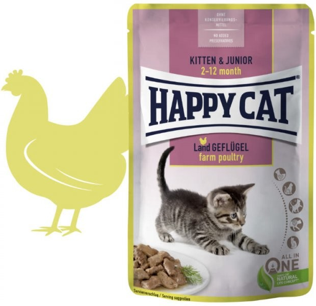 Happy Cat Meat in Sauce Kitten & Junior Land Geflügel 24 x 85 g