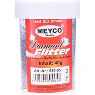 Třpytivý prášek k dekoraci Glitter stříbrný Diamant 530-05 Meyco 40 g – Zboží Mobilmania