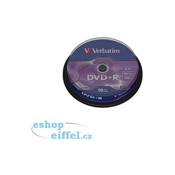 Verbatim DVD+R 4,7GB 16x, Advanced AZO+, cakebox, 10ks (43498)