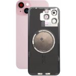 Kryt Apple iPhone 15 Plus Sklo Zadního Housingu + Sklíčko Kamery + Kovová Destička + Magsafe Magnet růžový – Zboží Mobilmania