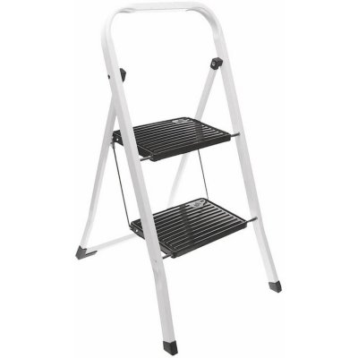 Homestyling Schůdky ocelové 2 nášlapy bílá / černá KO-C80001220 – Hledejceny.cz