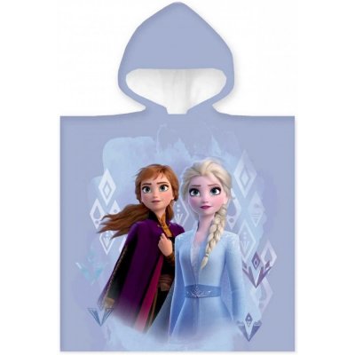 ZorluTeks Dívčí plážové pončo s kapucí Ledové království Frozen motiv Anna a Elsa 50 x 100 cm