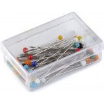 Špendlíky se skleněnou hlavičkou délka 30 mm Varianta: mix 1 nikl, Balení: 1 krab. 39574/70395/178543 – Hledejceny.cz