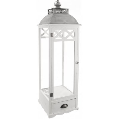 Lucerna dřevo/kov bílá velká 32x32x107 cm – Zboží Dáma