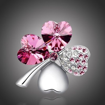 Sisi Jewelry brož Swarovski Elements čtyřlístek B1060-X9554/5 Růžová – Zboží Mobilmania